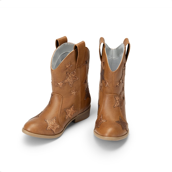 Kids Chic Glitter Western Boots - CAMEL - 4